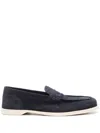 John Lobb Navy Blue Suede Pace Loafers In Blue