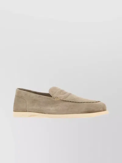 John Lobb Round Toe Suede Lace-up Loafers In Fn