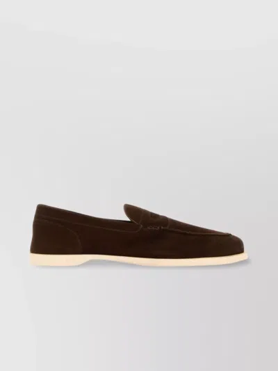 John Lobb Pace Suede Loafers In Brown