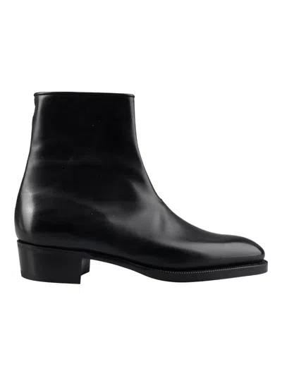 John Lobb Sleek Black Leather Boots For Men