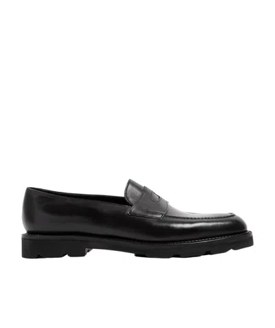 John Lobb Slip-on Leather Loafers In Black