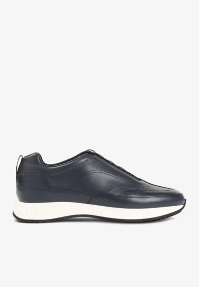 John Lobb Slip-on Leather Sneakers In Blue