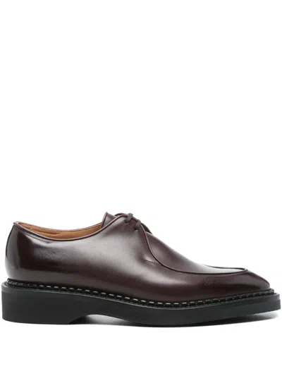 John Lobb Smith Leather Derby Shoes In Brown