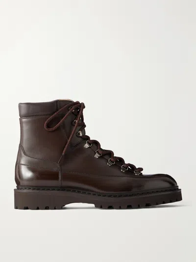 John Lobb Sommet Leather Hiking Boots In Brown