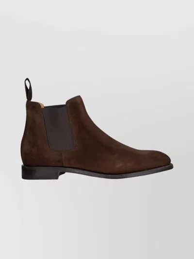 John Lobb Suede Boots With Elastic Side Panels In Brown
