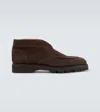 John Lobb Suede Desert Boots In Brown