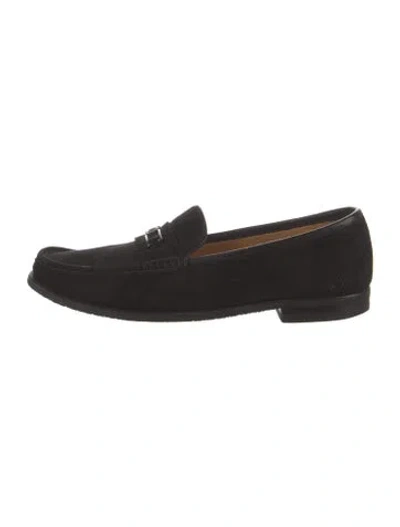 Pre-owned John Lobb Suede Dress Loafers In Black
