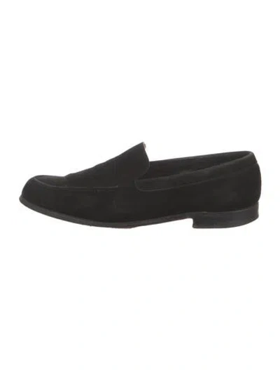 Pre-owned John Lobb Suede Dress Loafers In Black