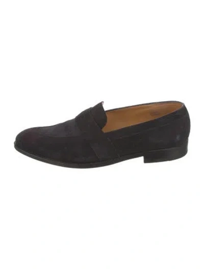Pre-owned John Lobb Suede Dress Loafers In Black