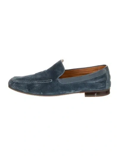Pre-owned John Lobb Suede Dress Loafers In Blue