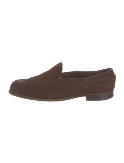 Pre-owned John Lobb Suede Dress Loafers In Brown