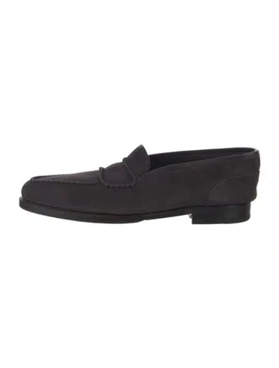 Pre-owned John Lobb Suede Dress Loafers In Gray