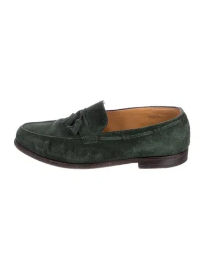 Pre-owned John Lobb Suede Dress Loafers In Green