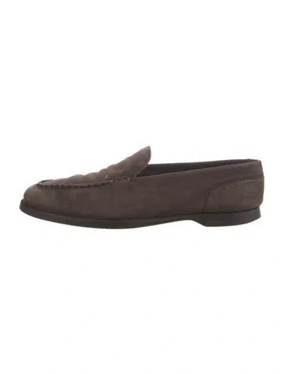 Pre-owned John Lobb Suede Drivers In Brown