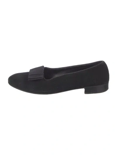 Pre-owned John Lobb Suede Embroidered Accent Loafers In Black