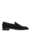 John Lobb Suede James Unlined Loafers In Black