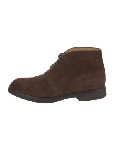 Pre-owned John Lobb Suede Lace-up Boots In Brown
