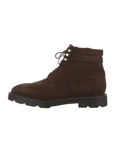 Pre-owned John Lobb Suede Lace-up Boots In Brown