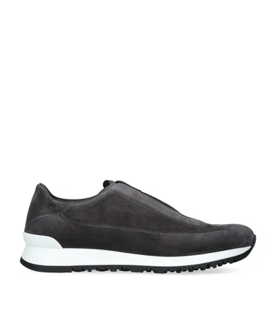 John Lobb Suede Lift Slip-on Sneakers In Grey