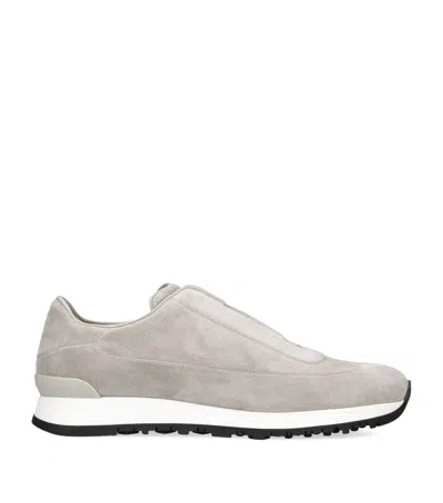 John Lobb Suede Lift Slip-on Sneakers In Grey