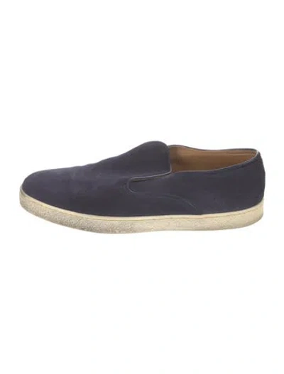Pre-owned John Lobb Suede Loafer Sneakers In Blue