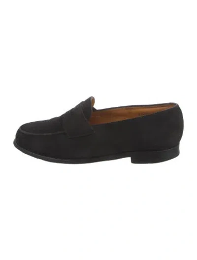 Pre-owned John Lobb Suede Loafers In Black