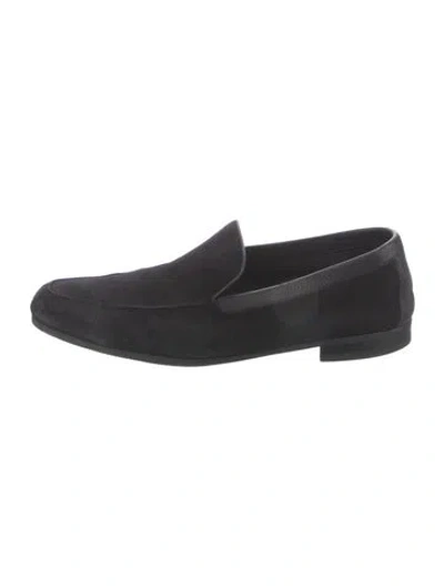 Pre-owned John Lobb Suede Loafers In Black