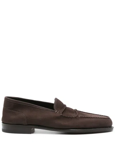 John Lobb Suede Loafers In Brown