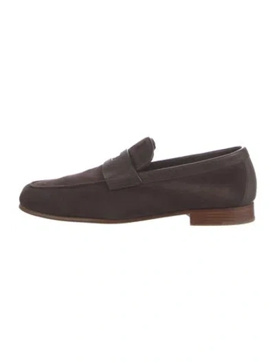 Pre-owned John Lobb Suede Loafers In Brown