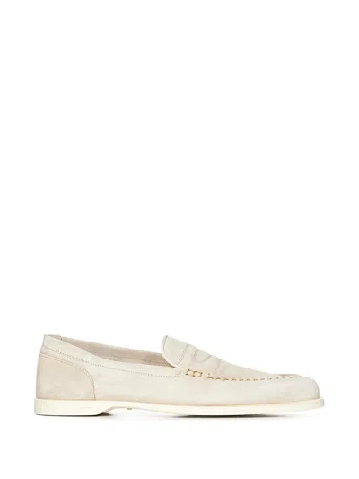 John Lobb Suede Loafers In White