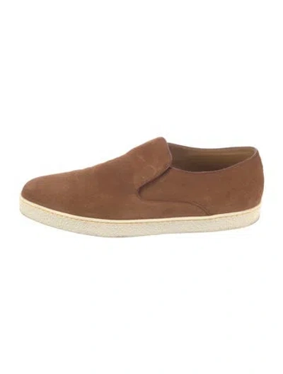 Pre-owned John Lobb Suede Moccasins In Brown