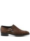 John Lobb Suede Monk Shoes In Brown