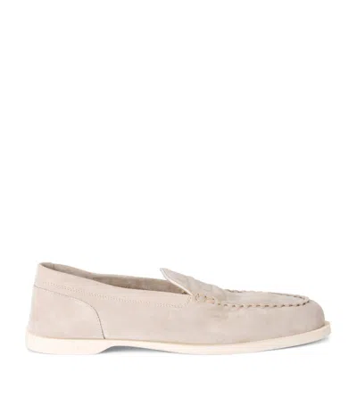 John Lobb Pace Suede Loafers In Neutrals