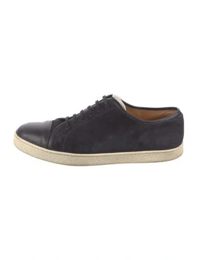 Pre-owned John Lobb Suede Sneakers In Blue
