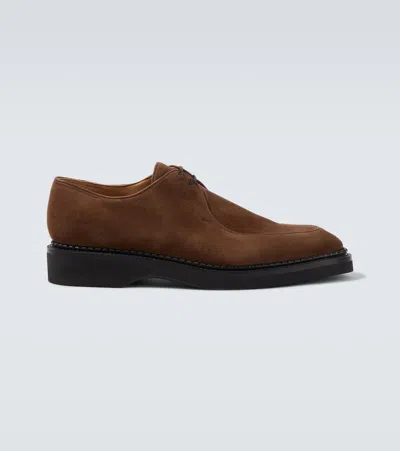 John Lobb Ted Suede Oxford Shoes In Brown