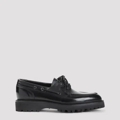John Lobb Tide Lace-up Leather Boat Shoes In Black