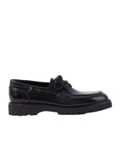 John Lobb Tide Leather Boat Shoes In Black