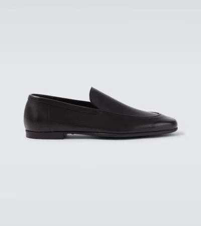 John Lobb Tyne Leather Loafers In Black