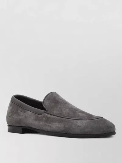 John Lobb Tyne Suede Leather Round Toe Loafers In Gray