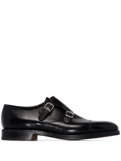 John Lobb William Black Leather Double Buckle Monks