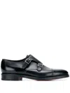 John Lobb Hand-sewn Black Calf Leather Double Buckle Shoe