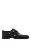 John Lobb Hand-sewn Black Calf Leather Double Buckle Shoe In Black