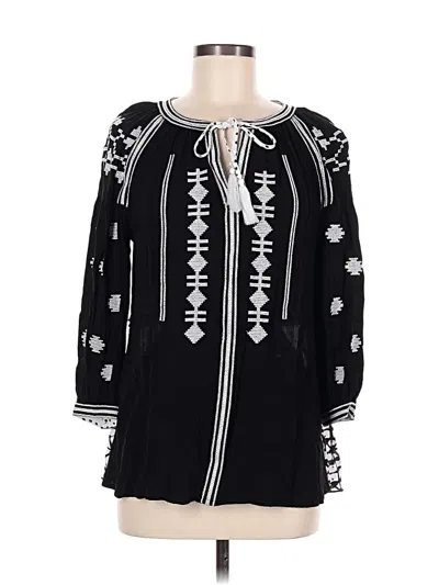 Pre-owned John Mark 3/4 Sleeve Blouse In Black