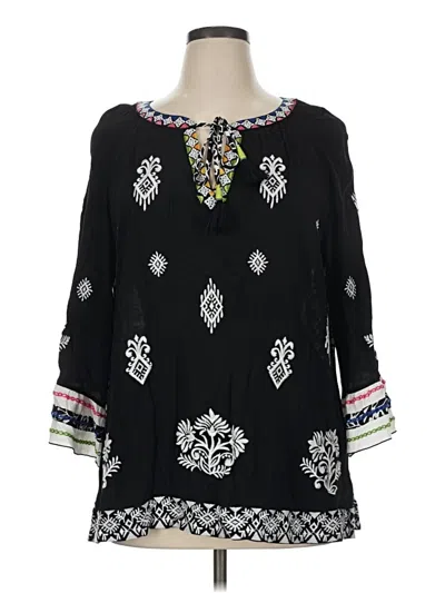 Pre-owned John Mark 3/4 Sleeve Blouse In Black