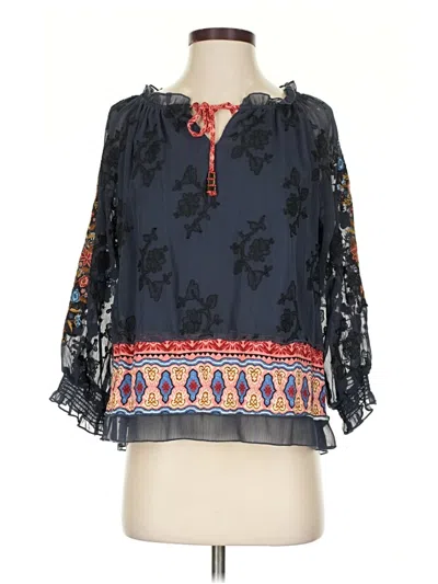 Pre-owned John Mark 3/4 Sleeve Blouse In Blue