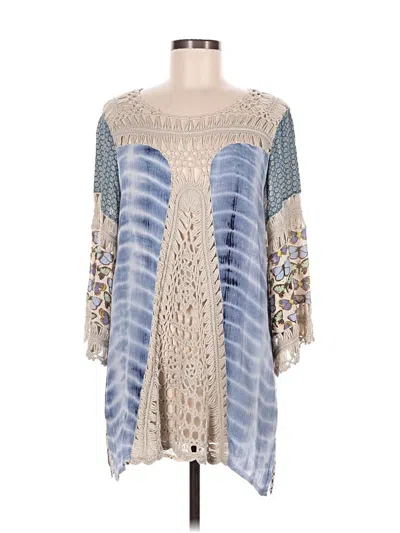 Pre-owned John Mark 3/4 Sleeve Blouse In Blue