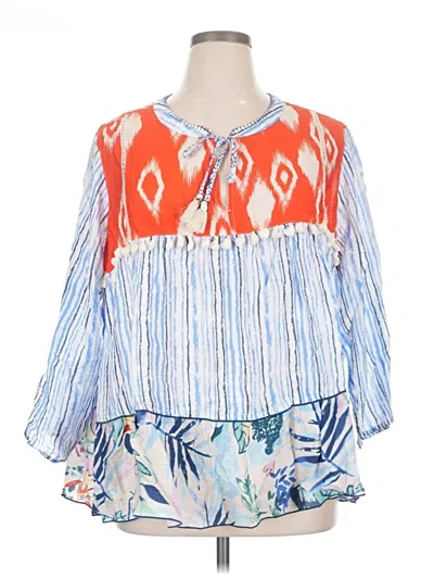 Pre-owned John Mark 3/4 Sleeve Blouse In Blue