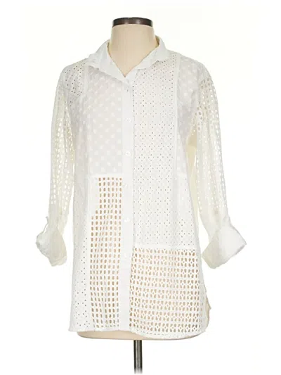 Pre-owned John Mark 3/4 Sleeve Blouse In Ivory