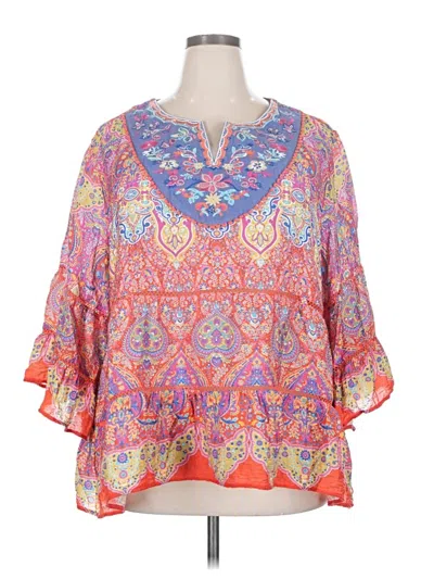 Pre-owned John Mark 3/4 Sleeve Blouse In Pink