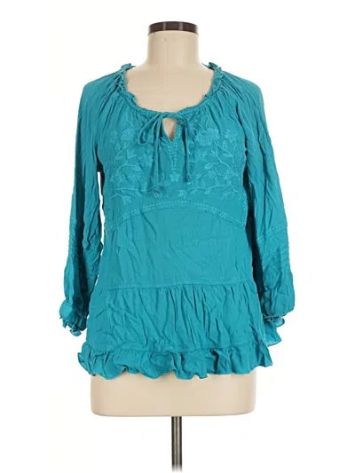 Pre-owned John Mark 3/4 Sleeve Blouse In Teal